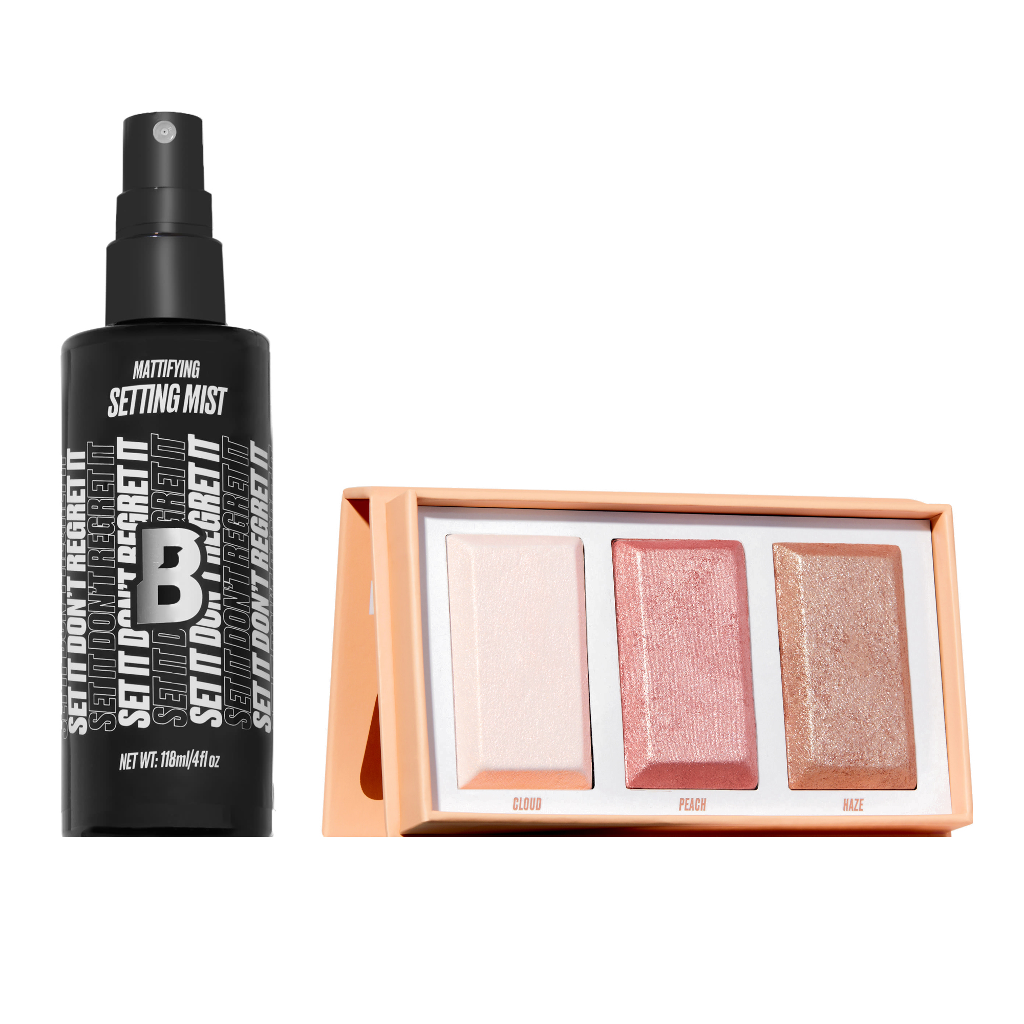 Highlighter Palette + Setting Spray Duo Peachy Glow
