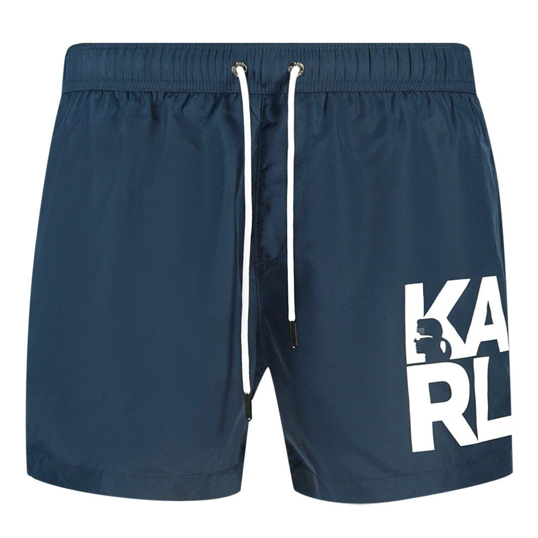 Block Logo Navy Blue Swim Shorts
