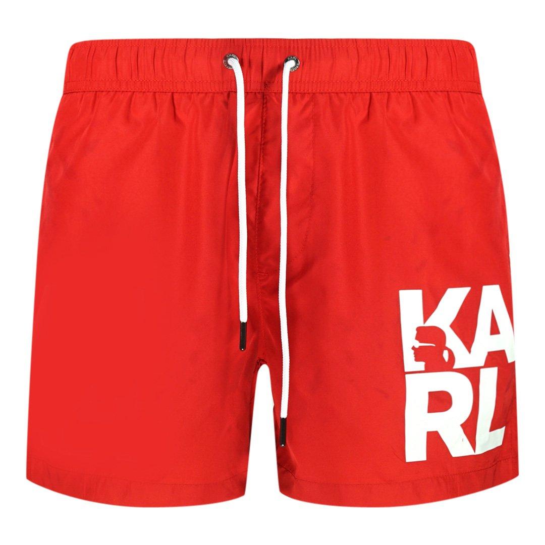 Block Logo Red Swim Shorts