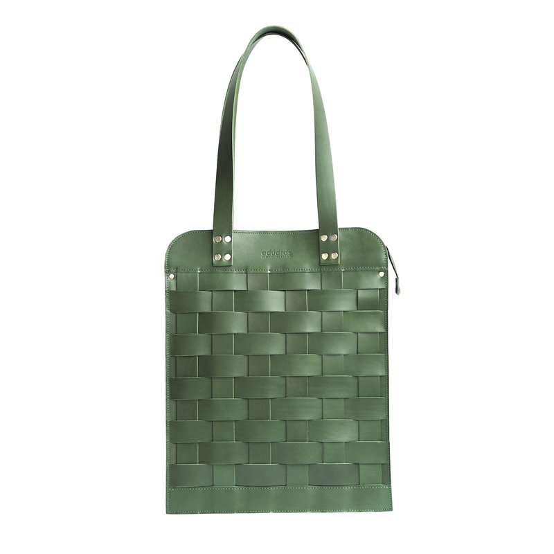 Eduards – Näver Big Leather Shoulder Bag In Green
