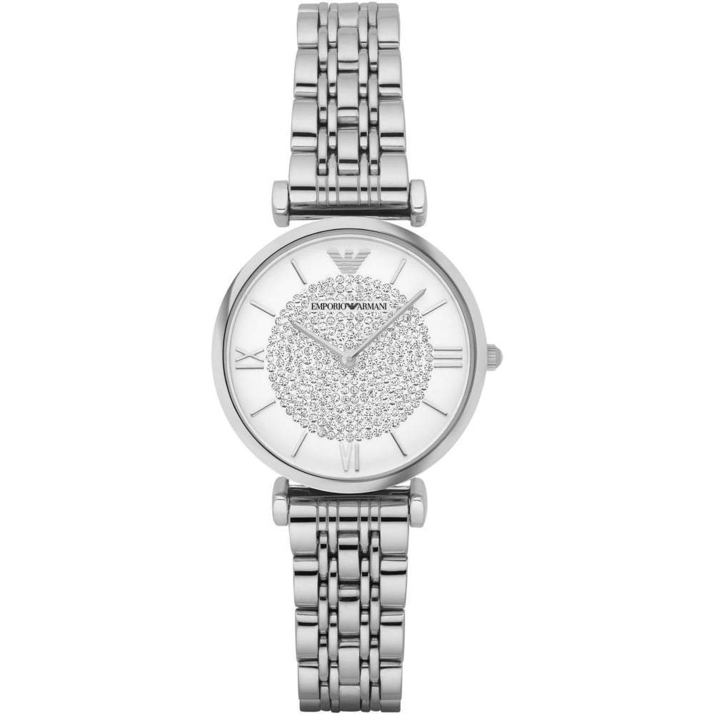Emporio Armani Ladies Stainless Steel And Rhinestone Watch AR1925