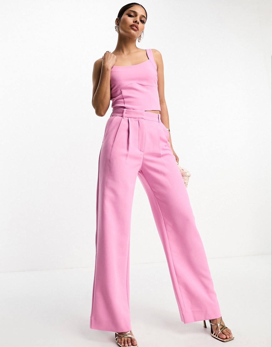 Abercrombie & Fitch Co-ord Tailored Wide Leg Trousers In Pink