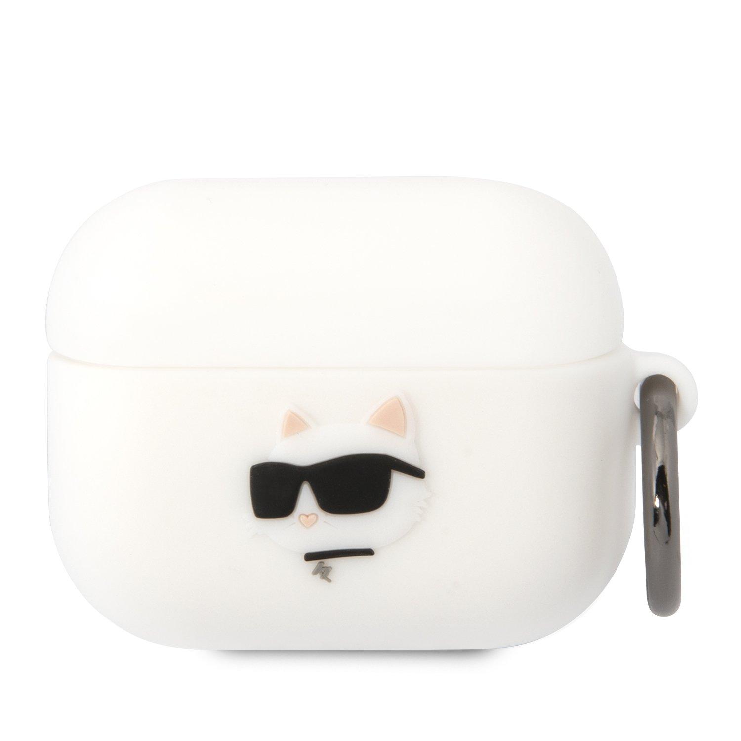 Silicone Airpods Pro Case With Ring 3D Logo NFT Choupette White