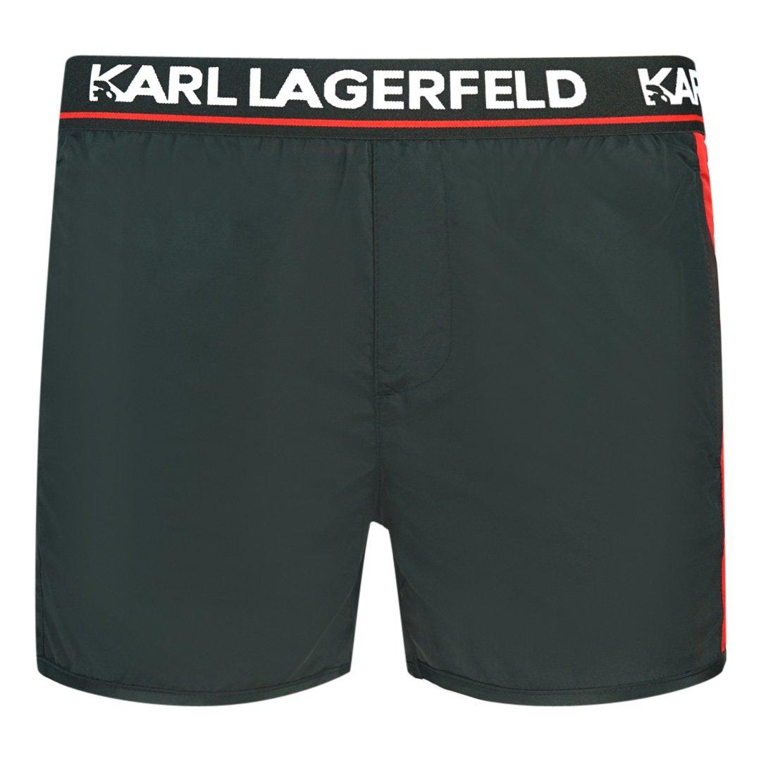 Taped Logo Black Swim Shorts