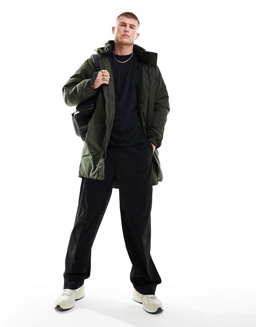 Abercrombie & Fitch Ultra Hooded Parka Coat In Olive Green