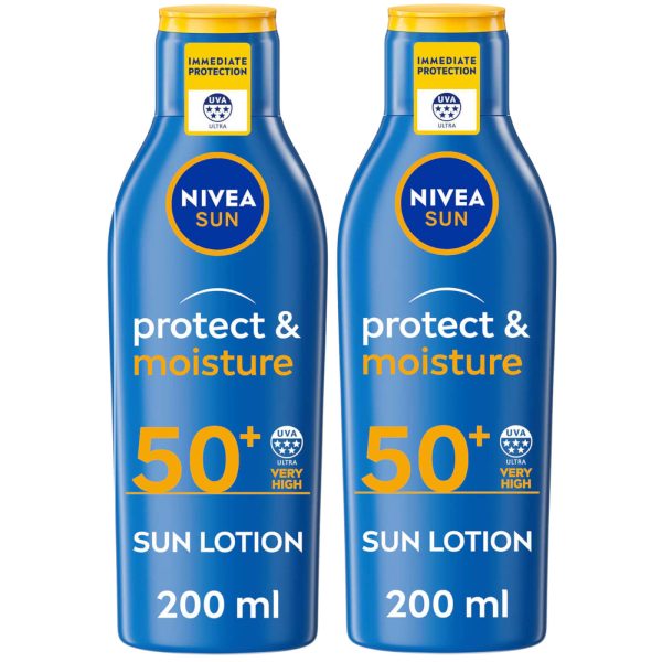 NIVEA SUN Protect and Moisture Sun Cream Lotion SPF50+ 200ml Duo NIVEA SUN Protect and Moisture Sun Cream Lotion SPF50+ 200ml Duo
