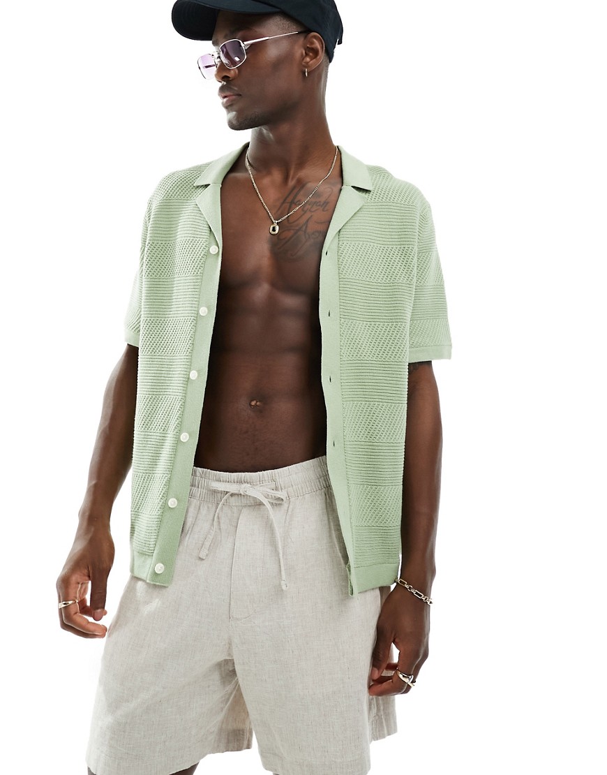 Abercrombie & Fitch Knitted Polo Shirt In Green