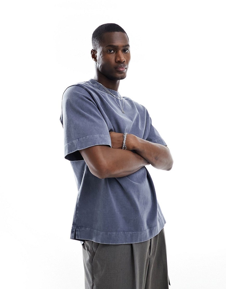 Abercrombie & Fitch Premium Heavyweight T-shirt In Acid Grey Wash