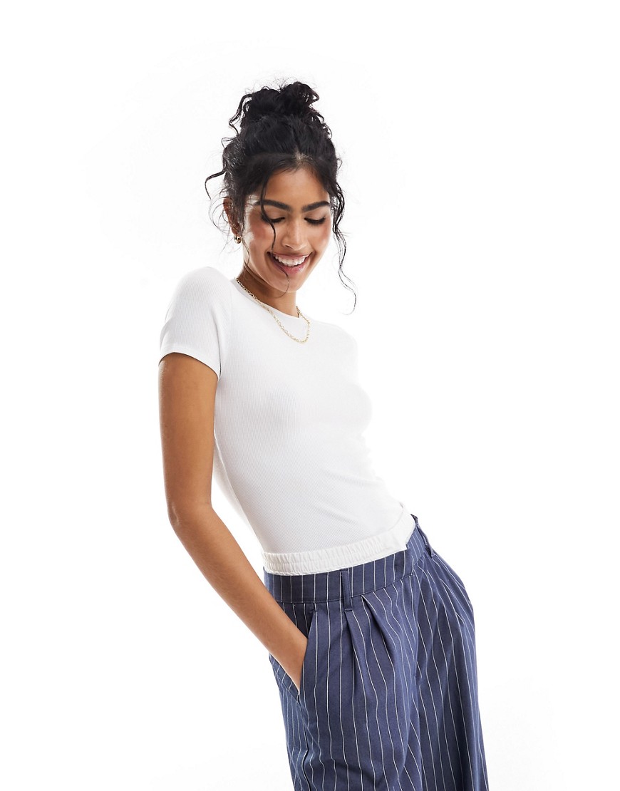 Abercrombie & Fitch Ribbed T-shirt In White