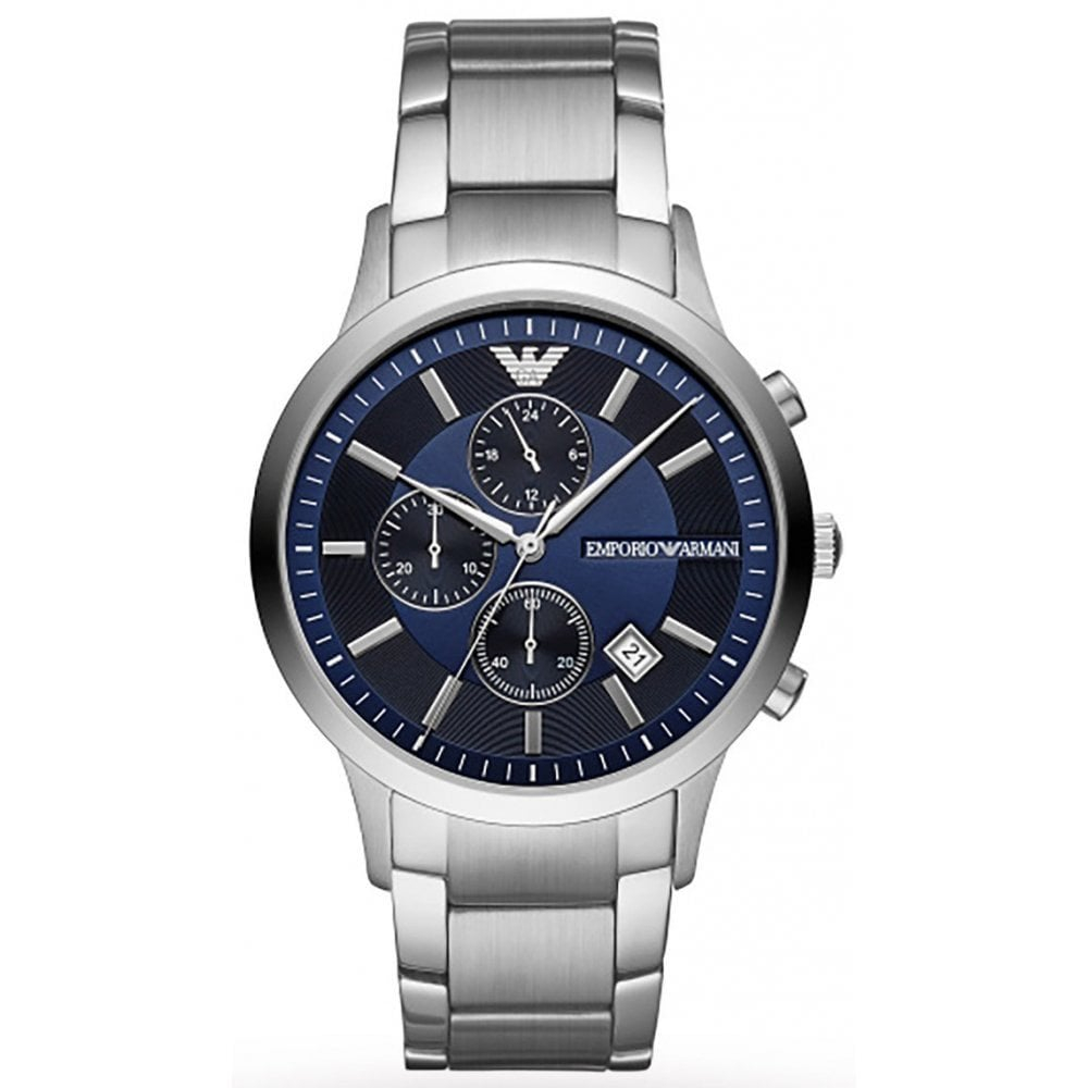 Emporio Armani – Mens Chronograph Watch Silver/Blue