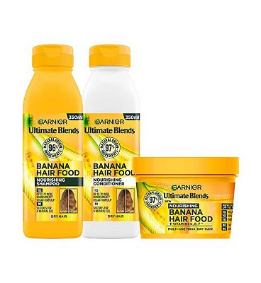 Garnier Ultimate Blends Nourish & Smooth Banana Shampoo, Conditioner And Hair Mask Bundle