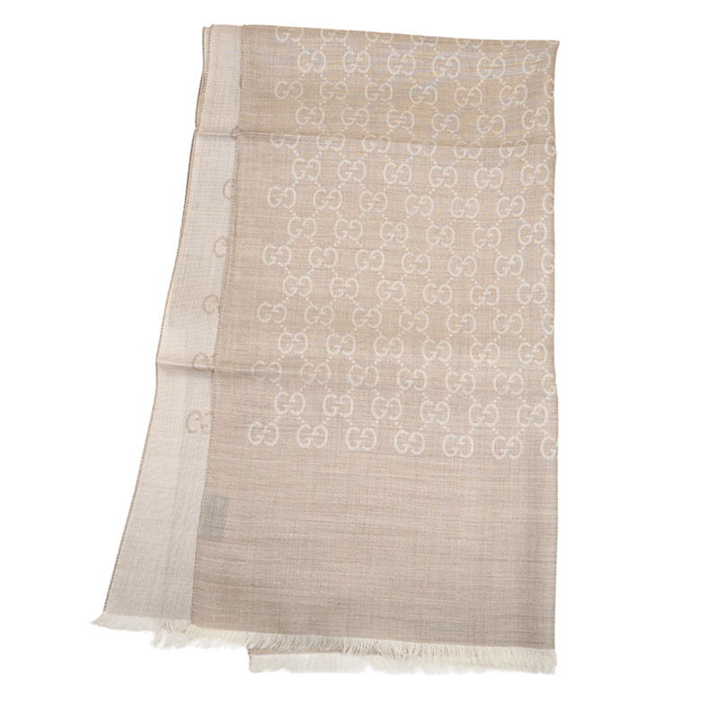 Gucci – 2-Tone Grey Wool Silk GG Guccissima Logo Scarf