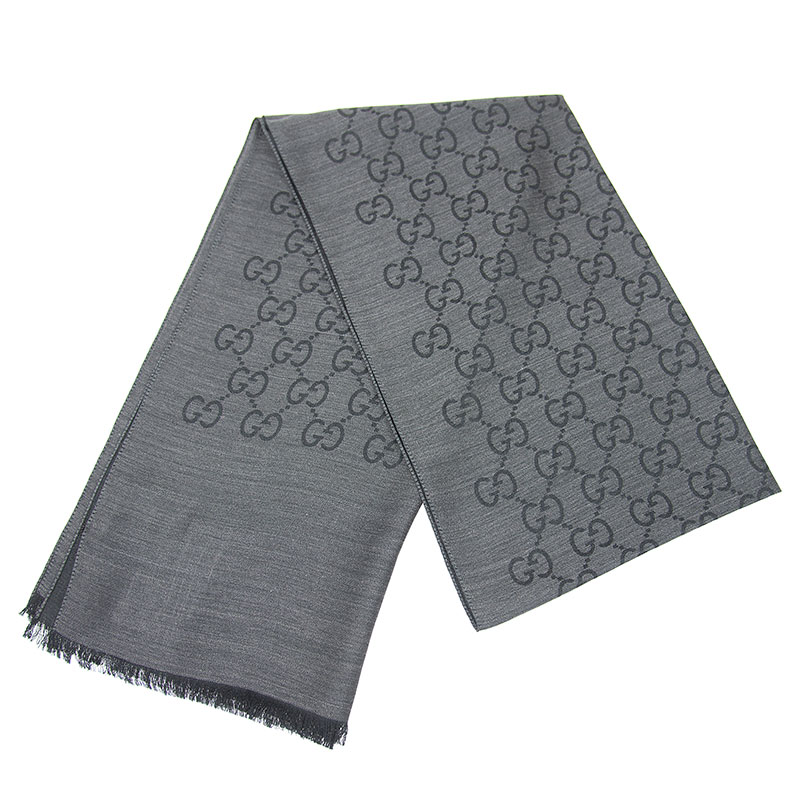 Gucci – Ladies’ Charcoal Grey Wool Silk Scarf