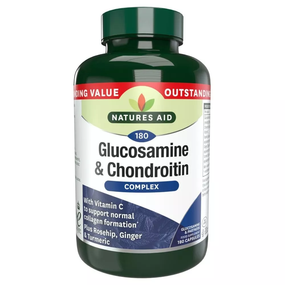 Natures Aid – Glucosamine 500mg & Chondroitin 100mg Complex (180 Capsules)