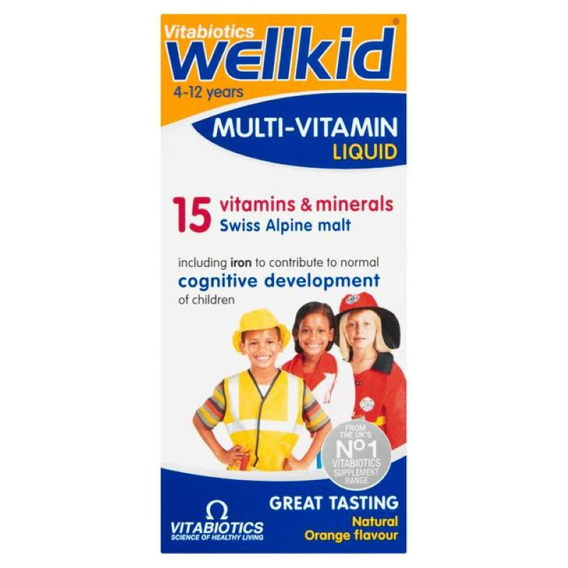 Vitabiotics – WellKid Multi-Vitamin Liquid Natural Orange Flavour 4-12 Years (150ml)