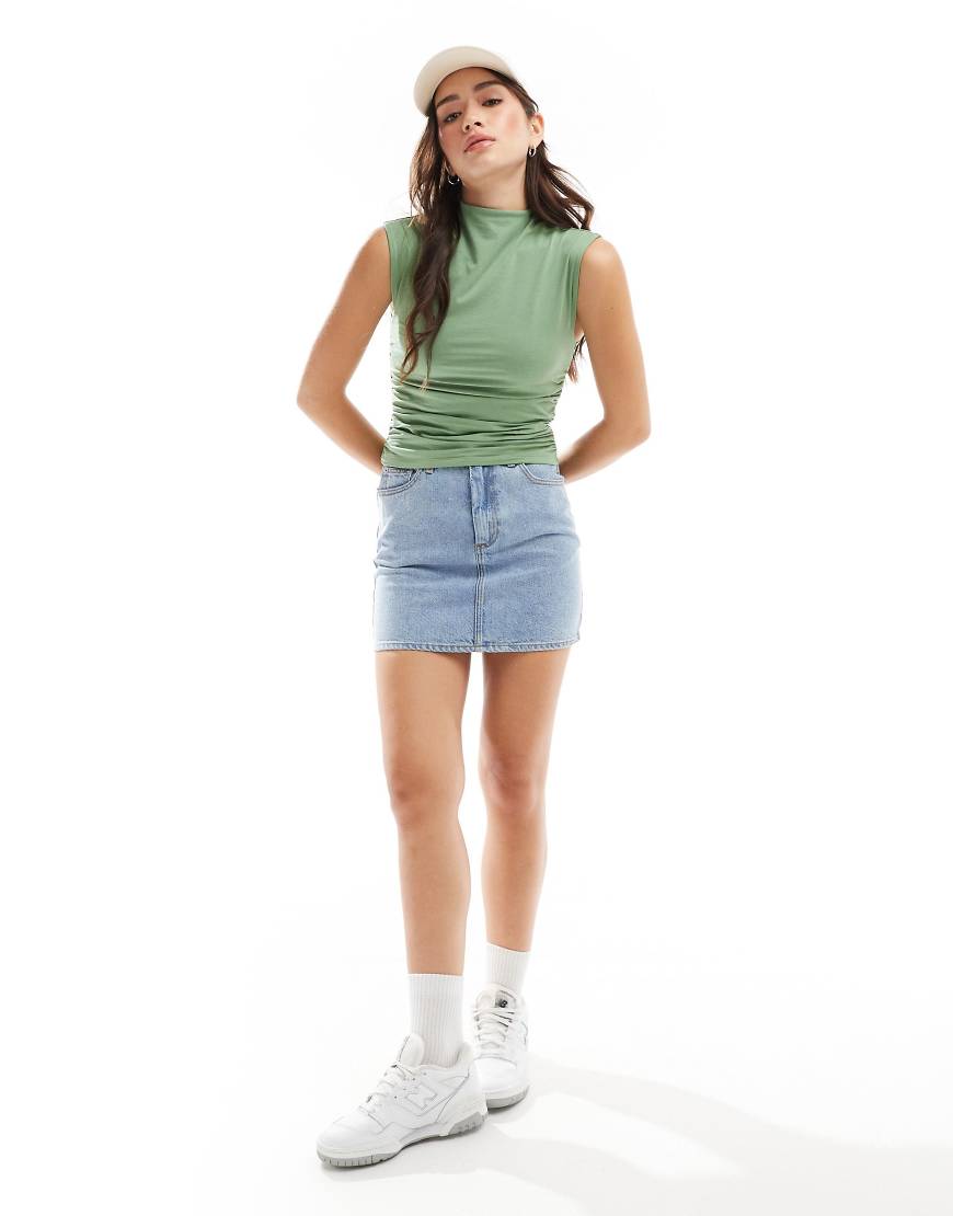 Abercrombie & Fitch Paloma Mock Neck Tank Top In Green