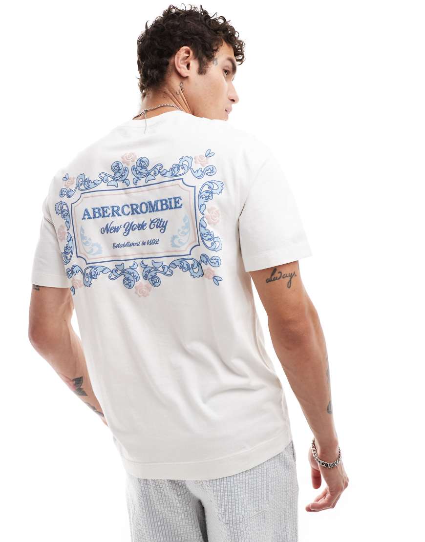 Abercrombie & Fitch Tile Inspired Logo Pocket And Back Print Classic Fit T-shirt In White