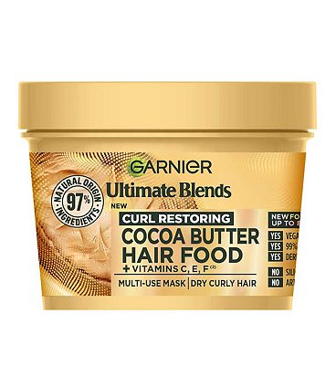 Garnier Ultimate Blends Cocoa Butter 3-in-1: Pre-shampoo, Conditioner, Hair Mask, For Dry, Curly Hair 400ml