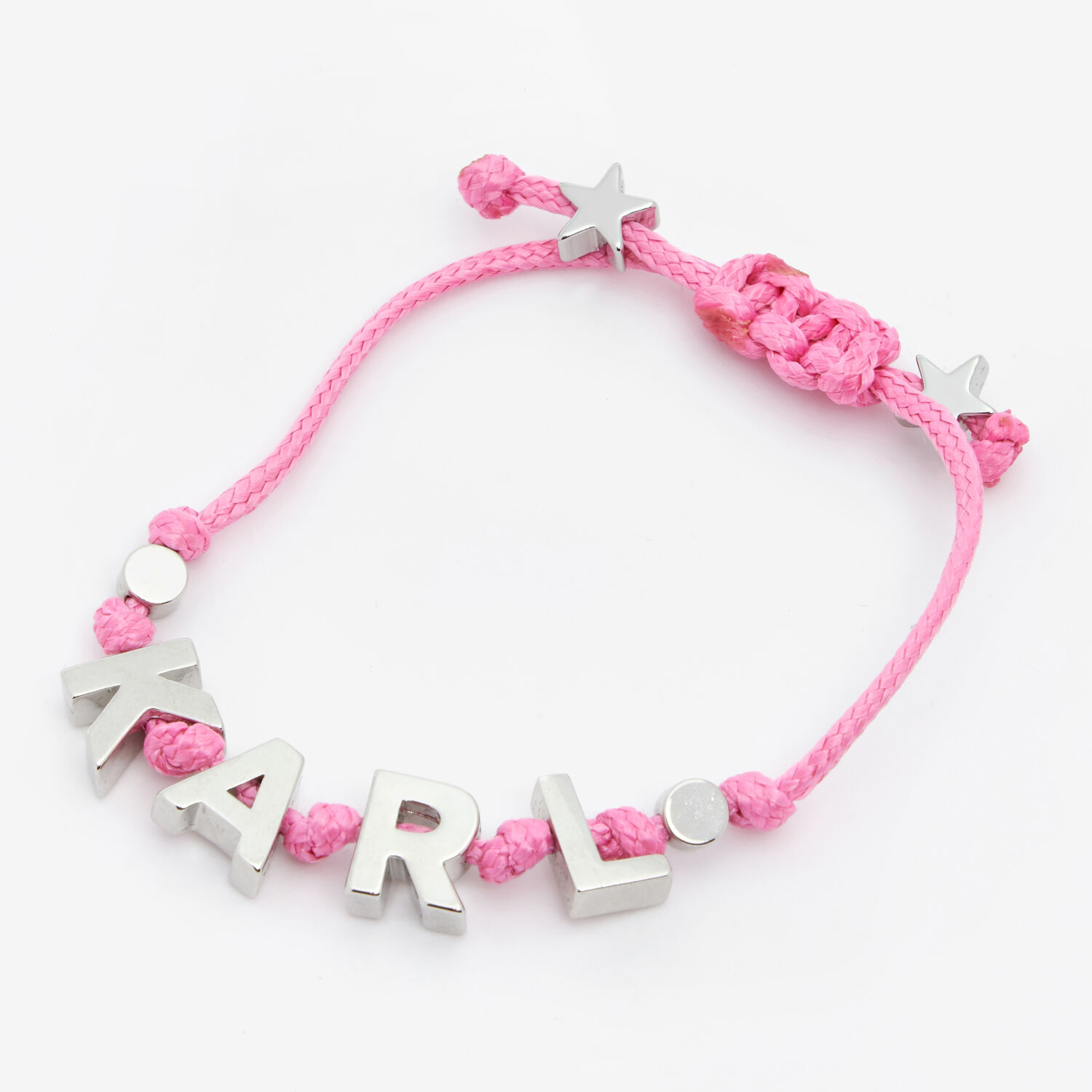 Pink & Silver Tone Logo Text Bracelet