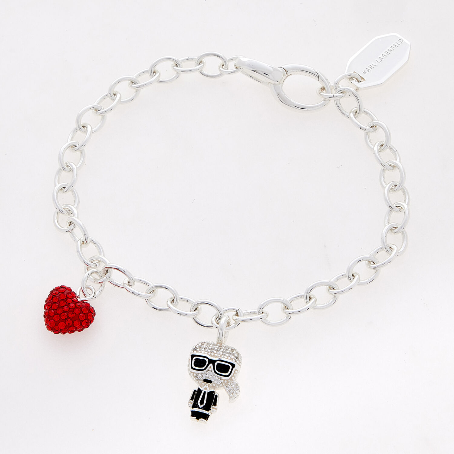 Silver Tone Embellished Heart Bracelet