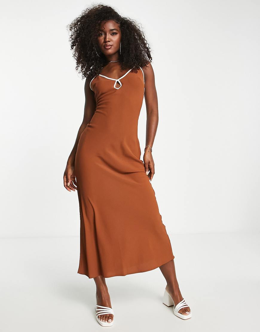Abercrombie & Fitch Midaxi Slip Dress In Brown