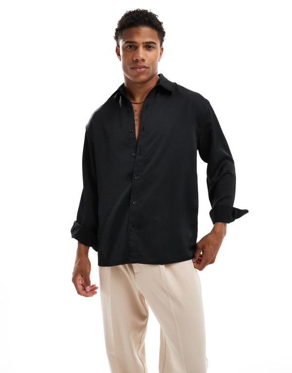 Abercrombie & Fitch relaxed long sleeve shirt in black Abercrombie & Fitch relaxed long sleeve shirt in black