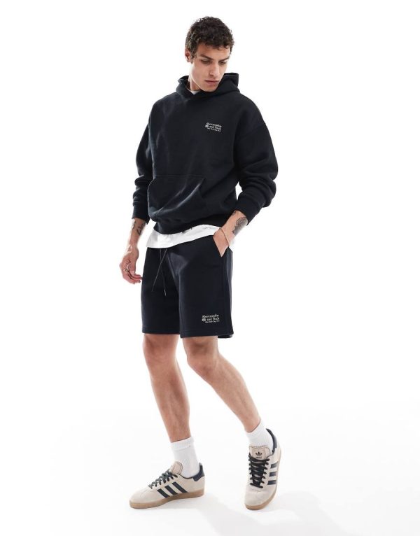 Abercrombie & Fitch small scale logo baggy fit sweat shorts in black co-ord Abercrombie & Fitch small scale logo baggy fit sweat shorts in black co-ord