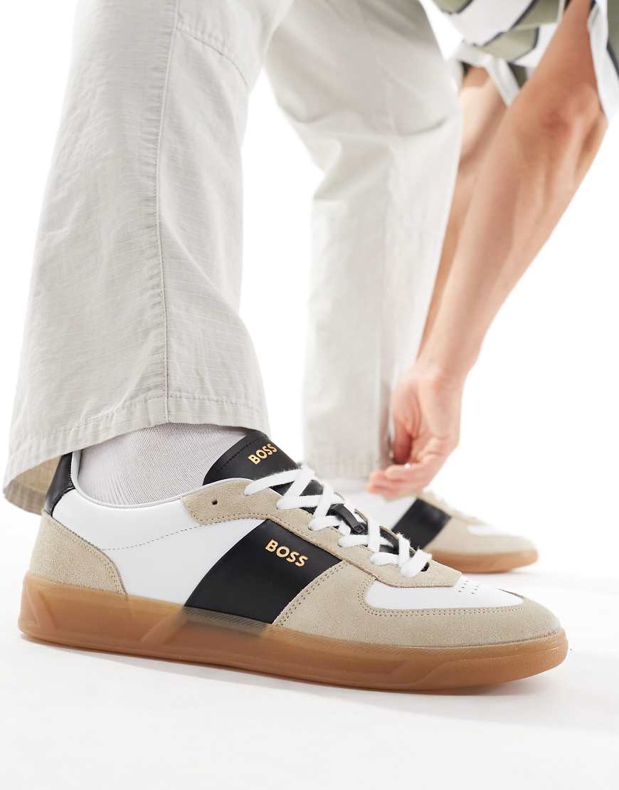 BOSS Brandon Trainers In White And Beige-Neutral