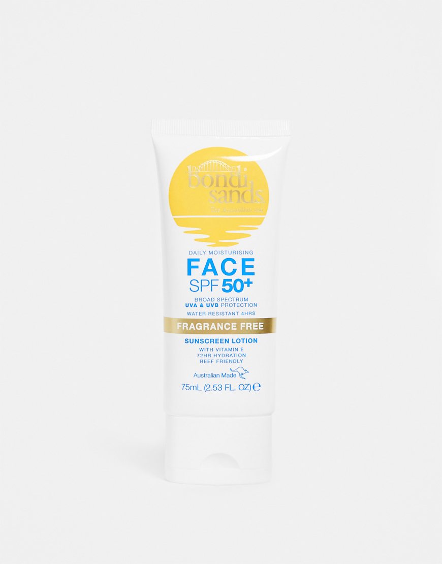 Bondi Sands Sunscreen Lotion SPF50+ For Face – Fragrance Free 75ml-Clear