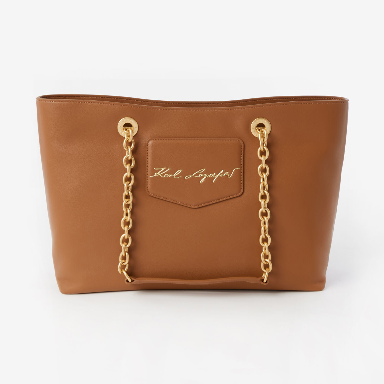 Brown & Gold Tone Shopper Tote Bag