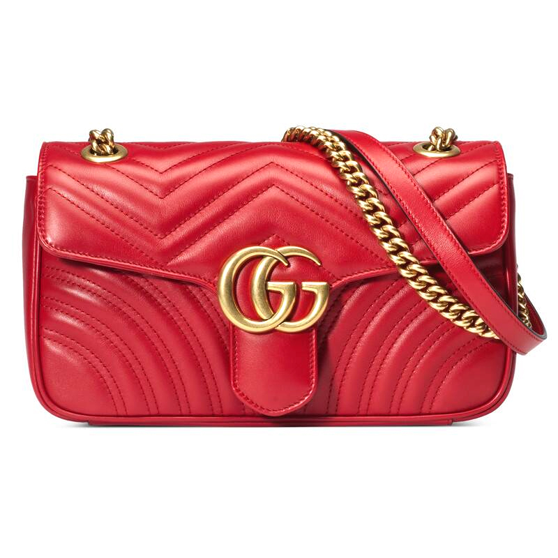 GUCCI GG Marmont Small Shoulder Bag (Stitching Error Damage) – Red